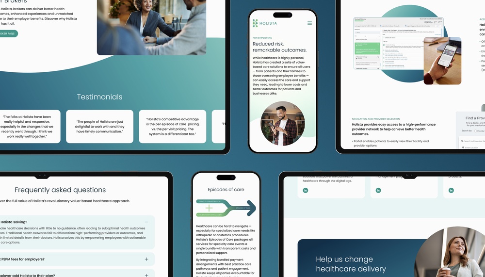 holista website pages collage
