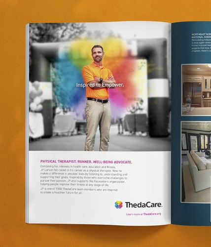 inspired to print ad showing a doctor standing in front of an explosion of color
