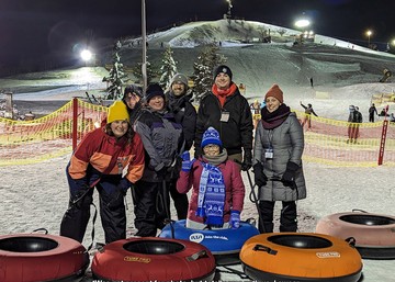 Core team snow tubing