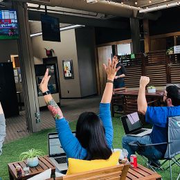 Celebrating sports in the backyard